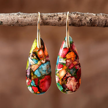 Sunlit Paintings Jasper Teardrop Earrings-Your Soul Place